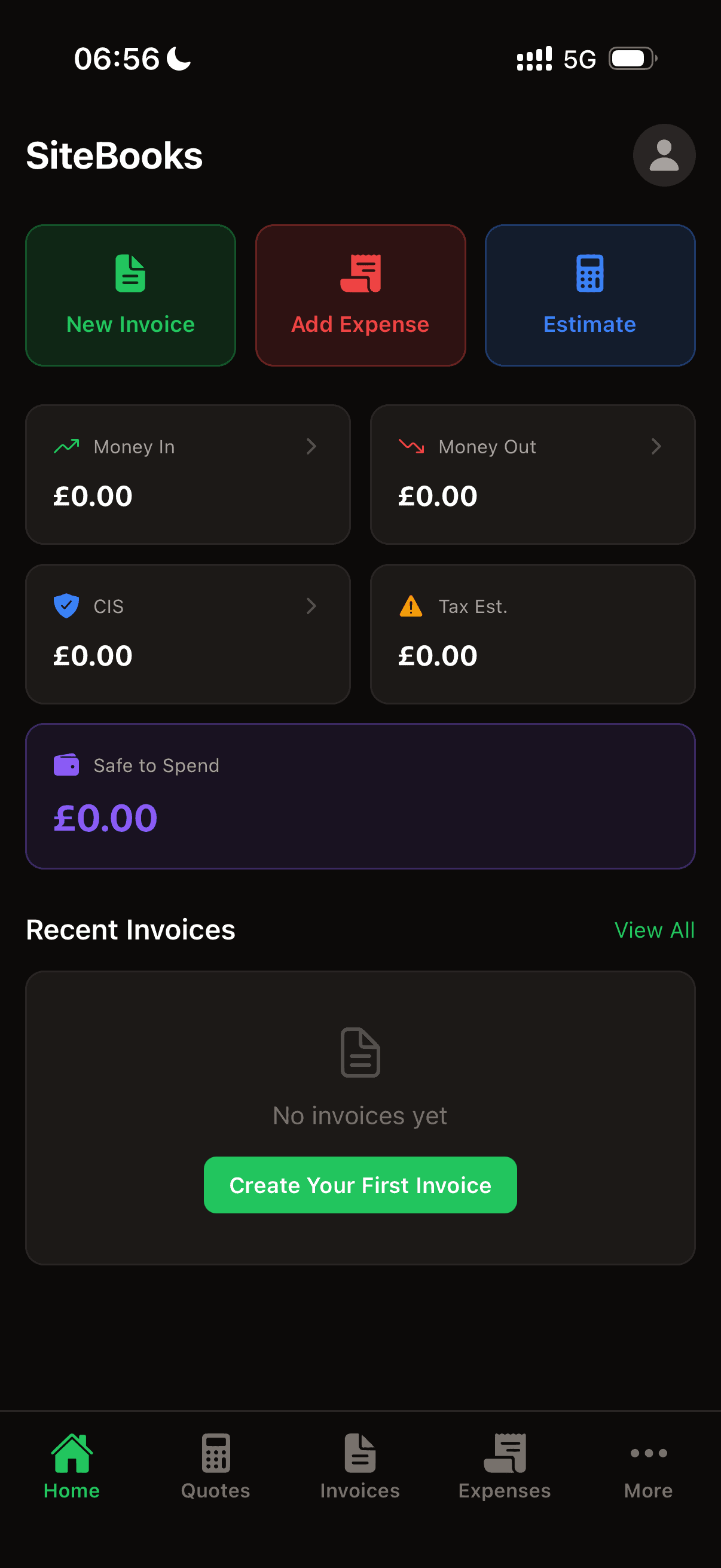 Site Books mobile finance app screen